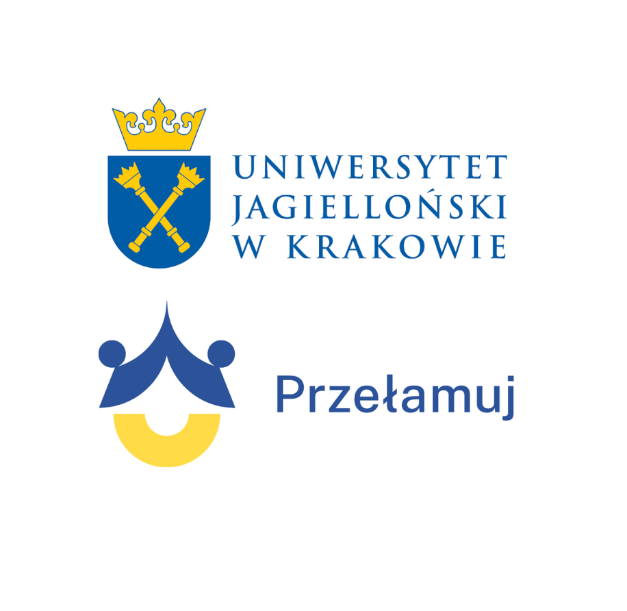 Loga Uniwersytetu Jagiellońskiego w Krakowie oraz projektu Przełamuj